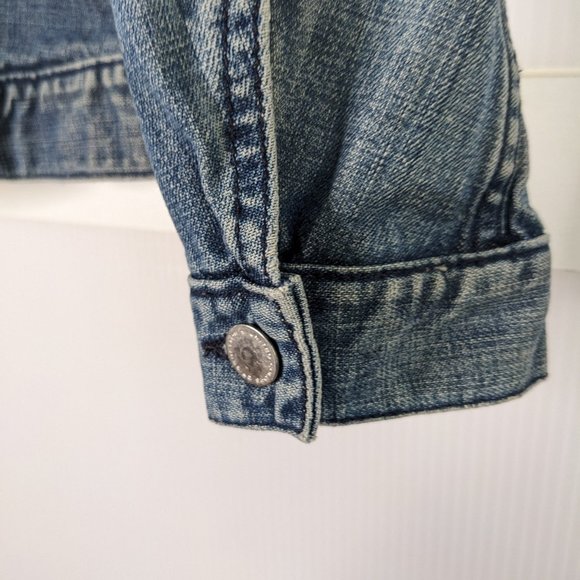United Colors of Benetton Denim Jacket 100% Cotton Size Small Utility Classic - Picture 5 of 14